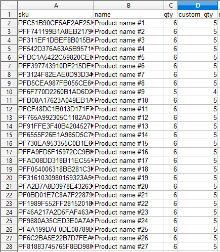 Custom stock test CSV