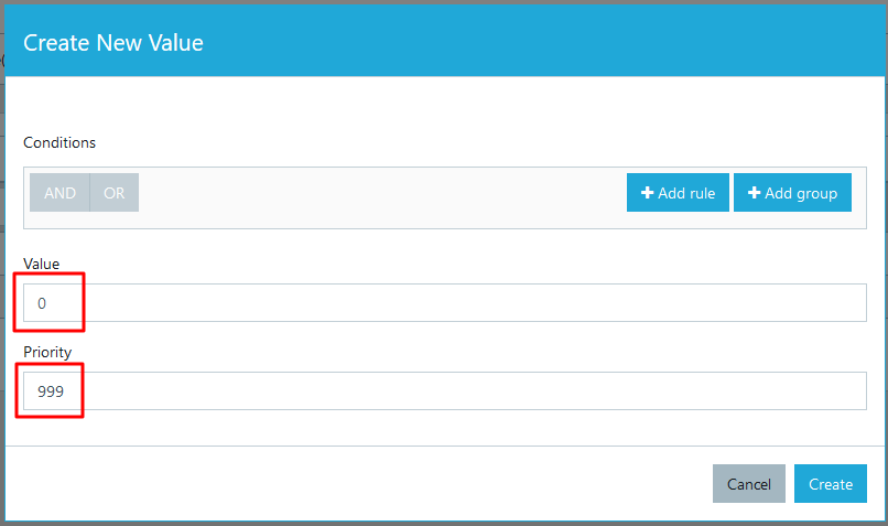 Dynamic attribute value with priority 999